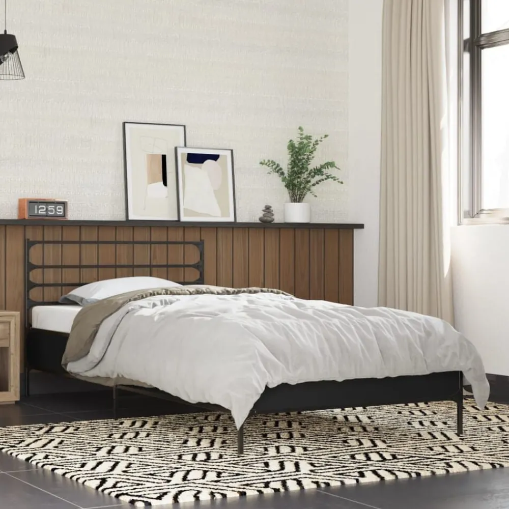 Bedframe bewerkt hout en metaal 90x200 cm>vidaXL Online