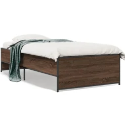 Bedframe bewerkt hout en metaal ig 90x200 cm>vidaXL Clearance