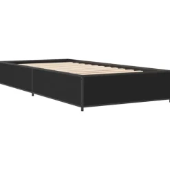 Bedden & Accessoires*vidaXL Bedframe bewerkt hout en metaal 100x200 cm Zwart