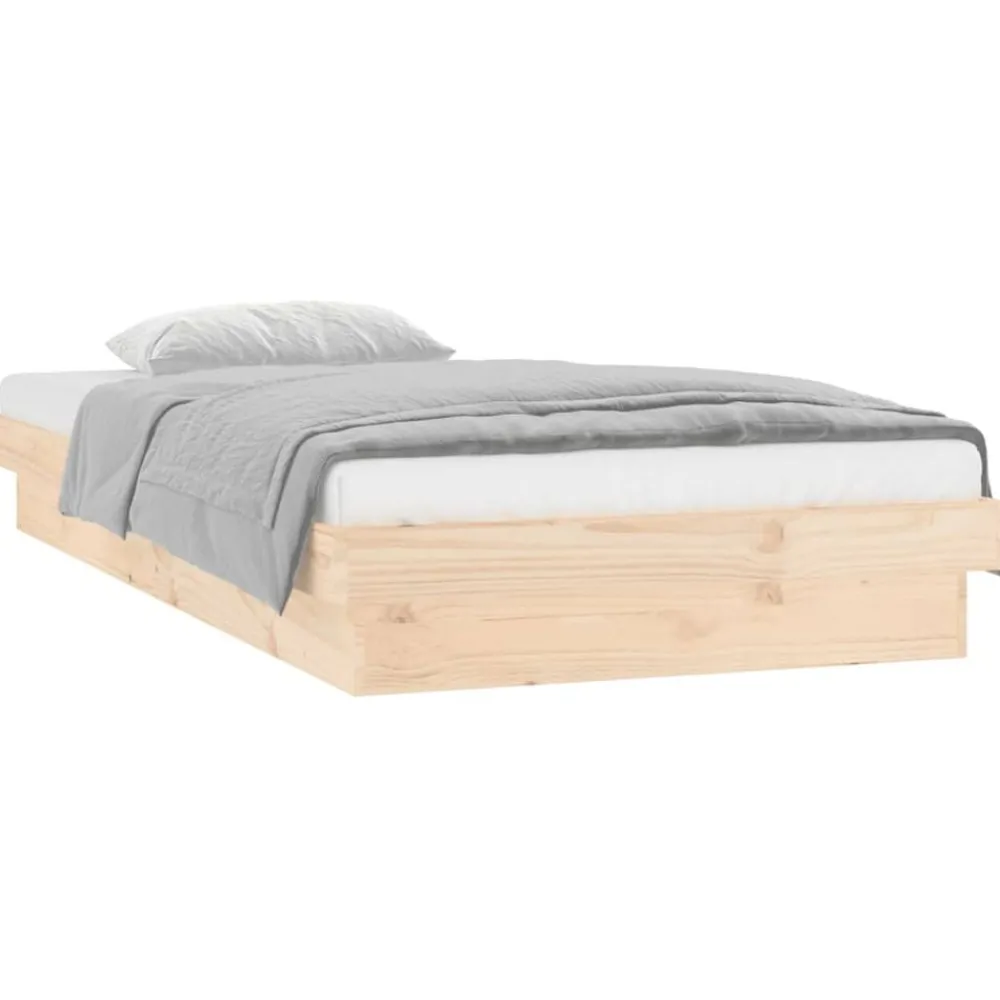 Bedden & Accessoires*vidaXL Bedframe LED massief hout 90x200 cm Naturel