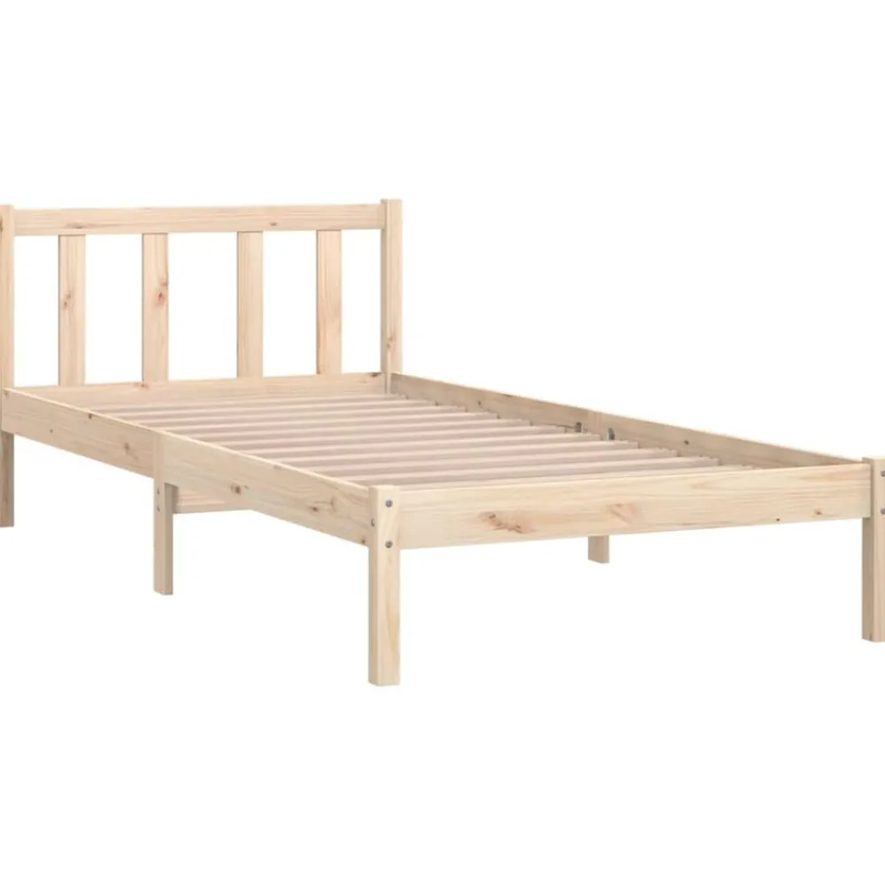 Bedframe massief grenenhout zwart 75x190 cm>vidaXL