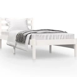 Bedden & Accessoires*vidaXL Bedframe massief grenenhout 75x190 cm Wit