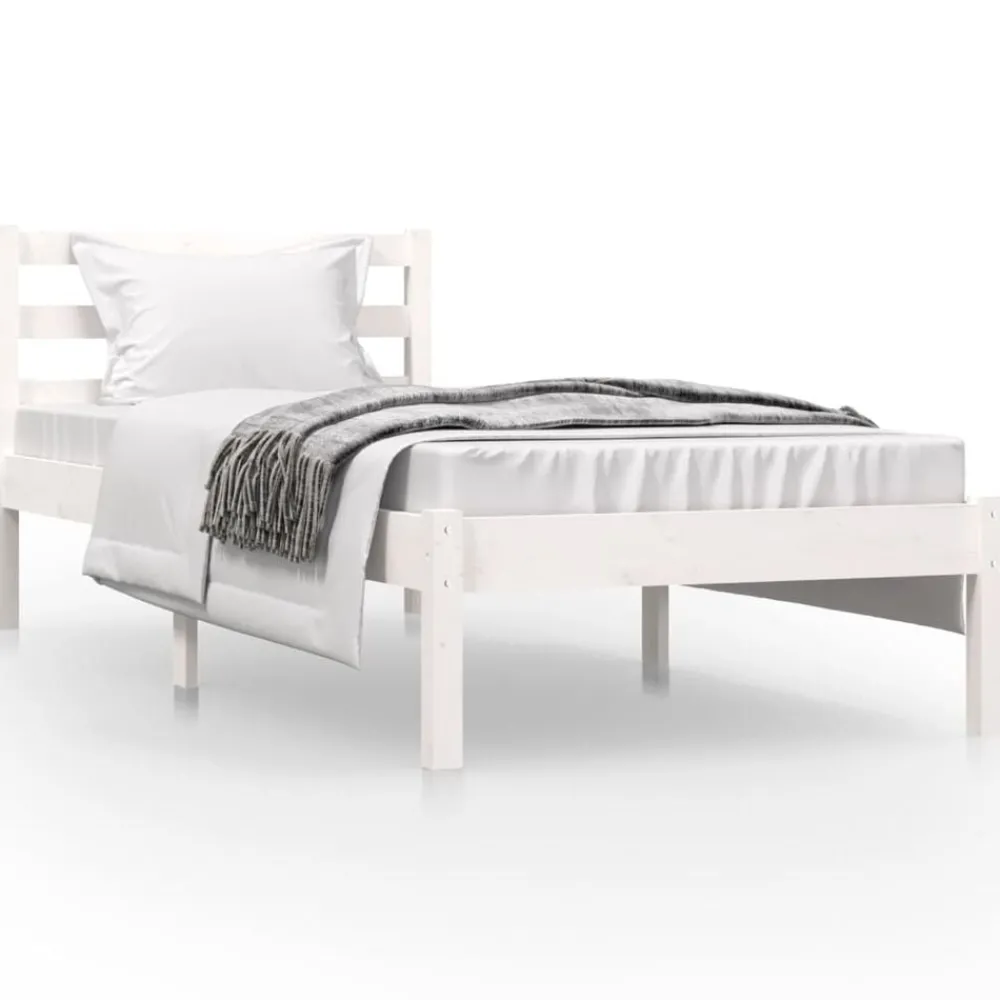 Bedden & Accessoires*vidaXL Bedframe massief grenenhout 75x190 cm Wit