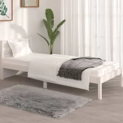 Bedden & Accessoires*vidaXL Bedframe massief grenenhout 75x190 cm Wit