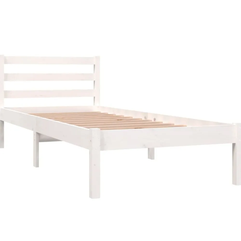 Bedden & Accessoires*vidaXL Bedframe massief grenenhout 75x190 cm Wit
