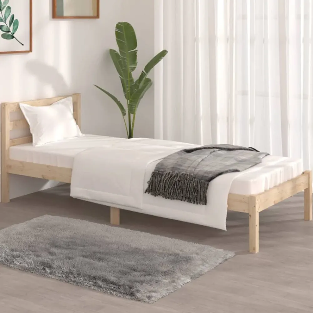 Bedden & Accessoires*vidaXL Bedframe massief grenenhout zwart 75x190 cm Naturel