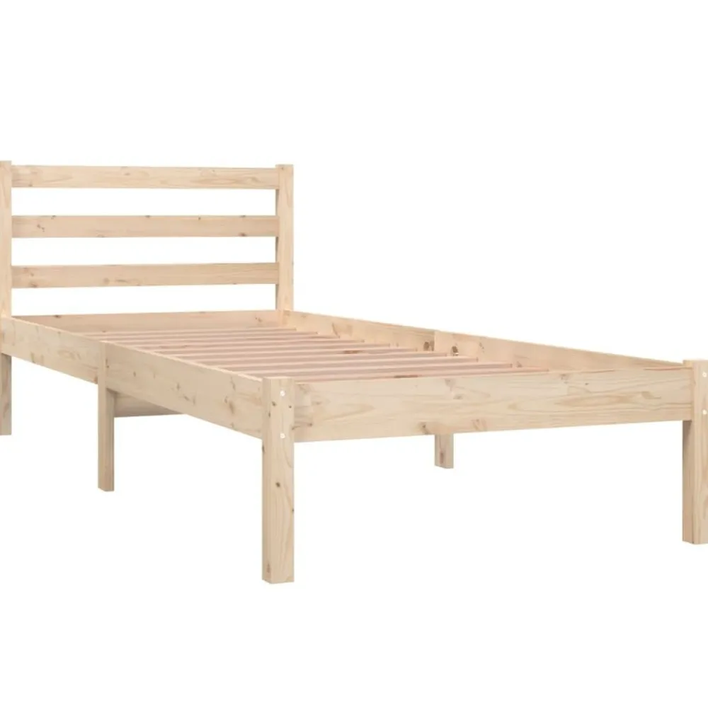 Bedden & Accessoires*vidaXL Bedframe massief grenenhout zwart 75x190 cm Naturel