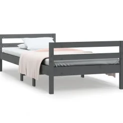 Bedden & Accessoires*vidaXL Bedframe massief grenenhout 90x200 cm Grijs