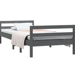 Bedden & Accessoires*vidaXL Bedframe massief grenenhout 90x200 cm Grijs