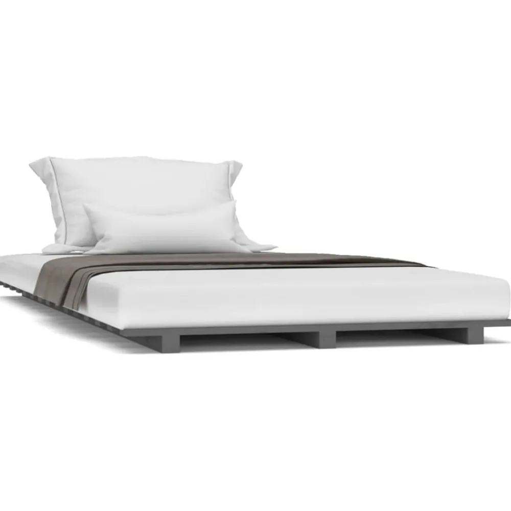 Bedden & Accessoires*vidaXL Bedframe massief grenenhout 90x200 cm Grijs