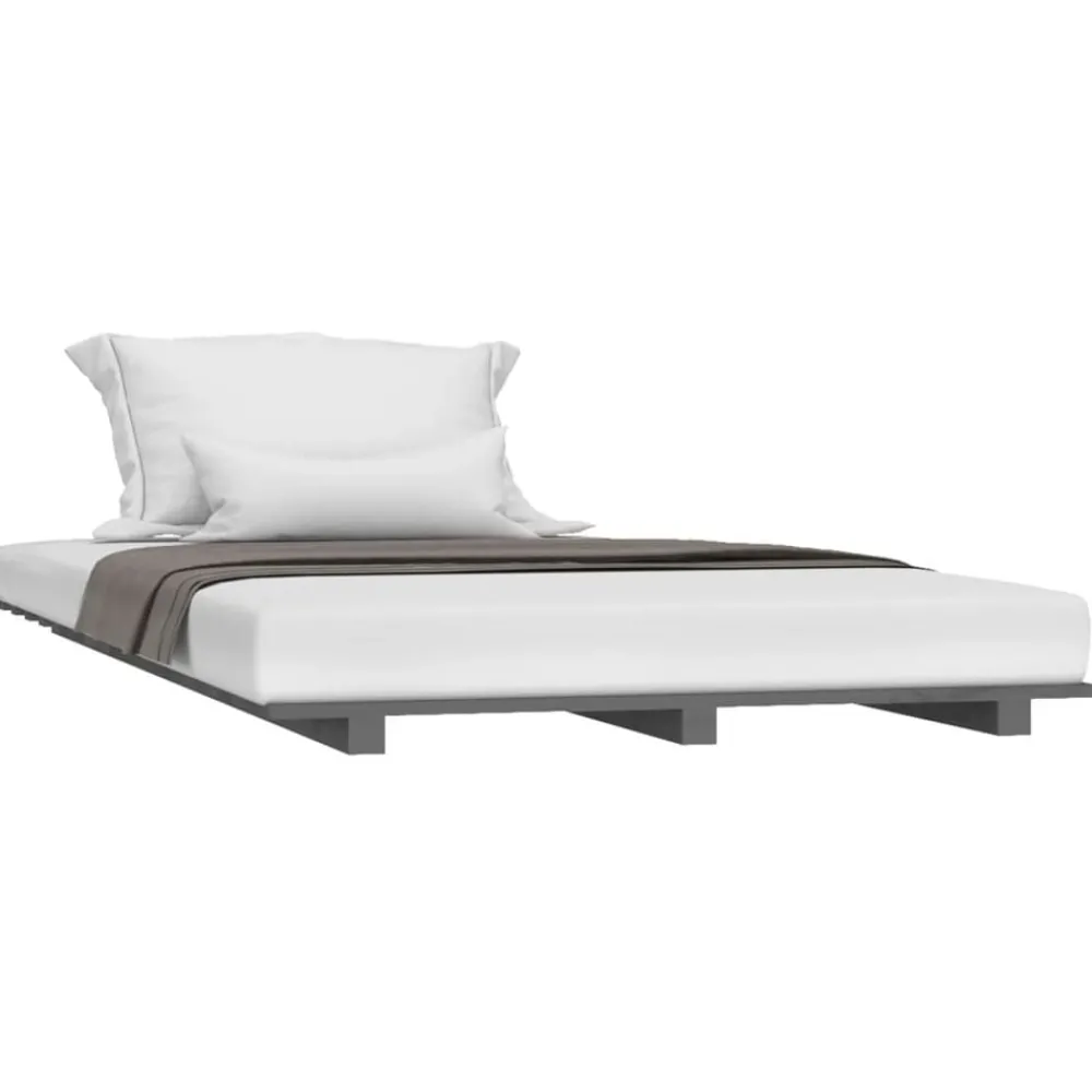 Bedden & Accessoires*vidaXL Bedframe massief grenenhout 90x200 cm Grijs