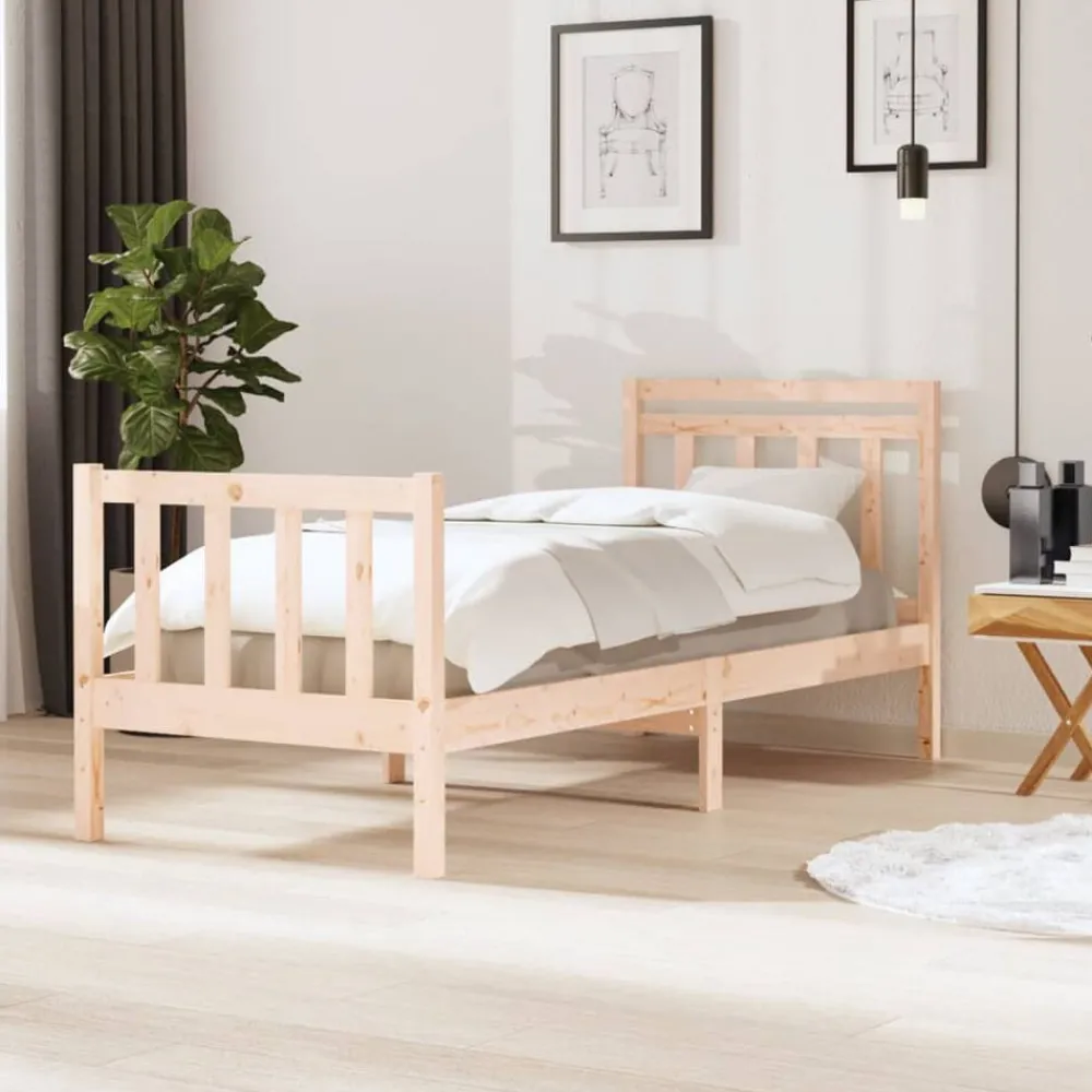 Bedden & Accessoires*vidaXL Bedframe massief hout 75x190 cm Naturel