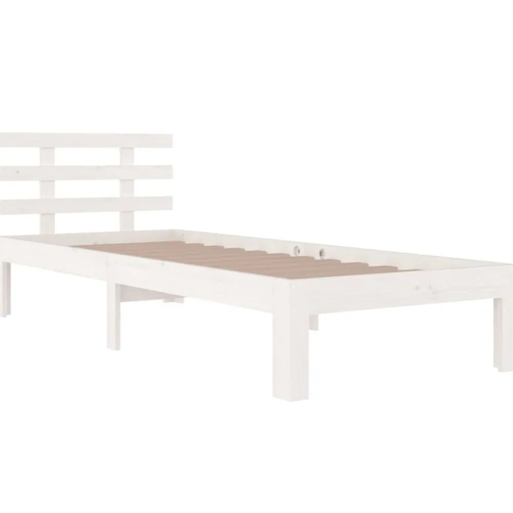 Bedden & Accessoires*vidaXL Bedframe massief hout 75x190 cm Wit