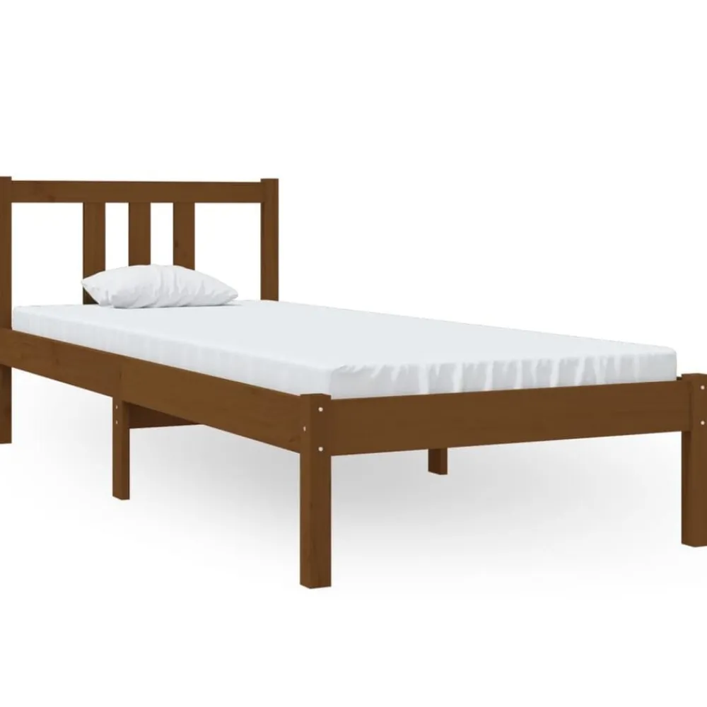 Bedden & Accessoires*vidaXL Bedframe massief hout 75x190 cm Honingbruin