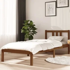 Bedden & Accessoires*vidaXL Bedframe massief hout 75x190 cm Honingbruin