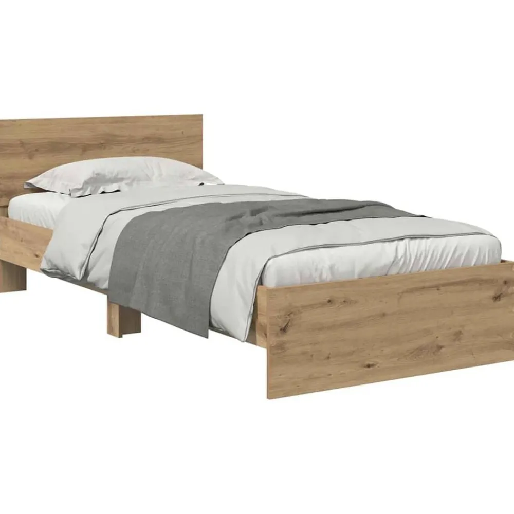 Bedframe met hoofdeinde Artisan Eiken 100 x 200 cm Bewerkt hout>vidaXL Sale