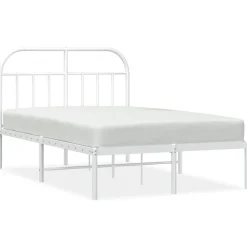 Bedden & Accessoires*vidaXL Bedframe met hoofdbord metaal 120x200 cm Wit