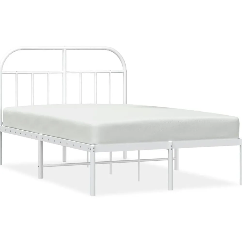 Bedden & Accessoires*vidaXL Bedframe met hoofdbord metaal 120x200 cm Wit