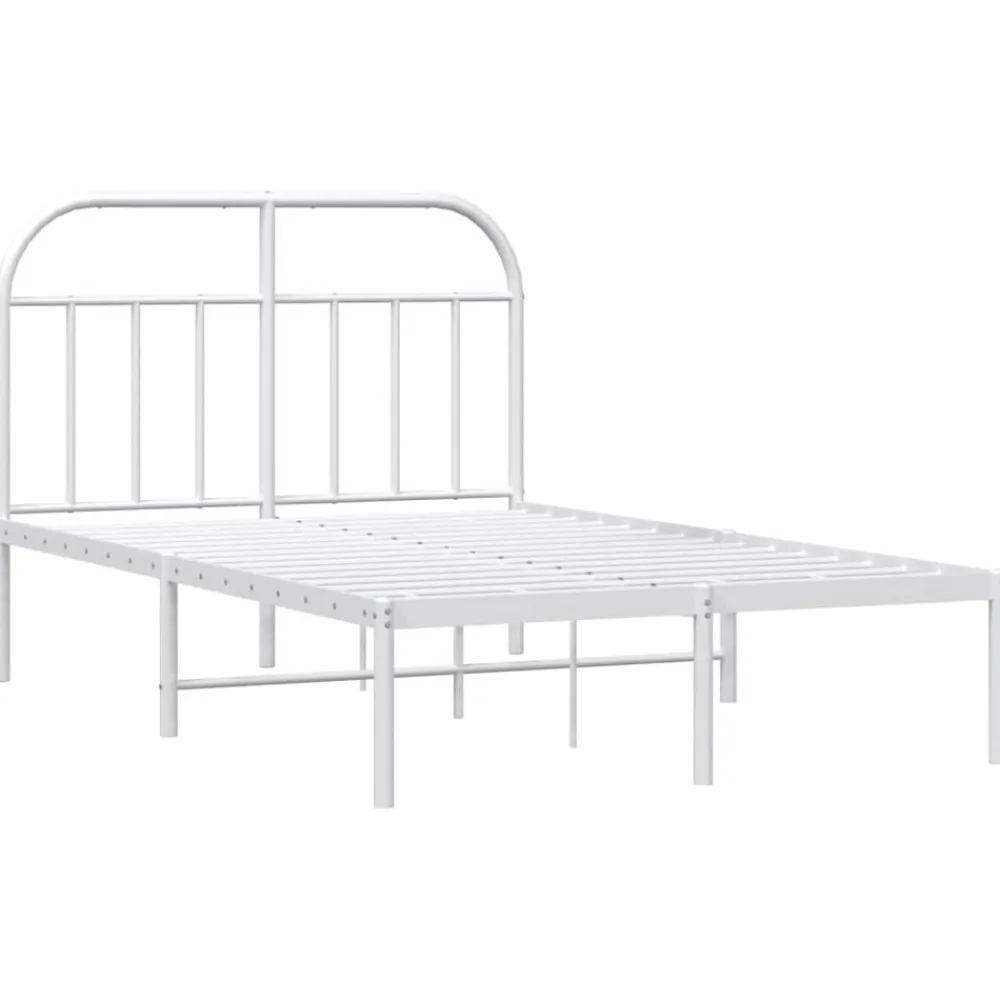 Bedden & Accessoires*vidaXL Bedframe met hoofdbord metaal 120x200 cm Wit
