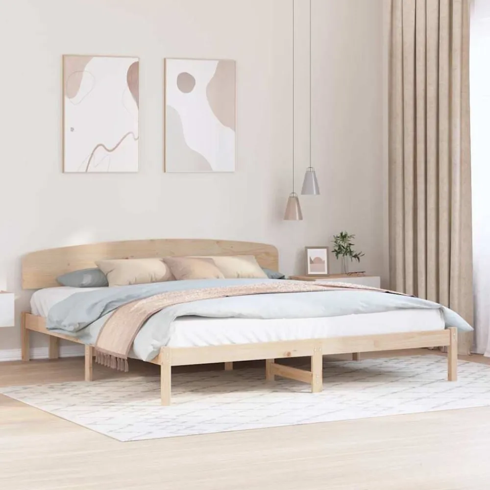Bedframe met hoofdeinde 200 x 200 cm Massief grenenhout>vidaXL Best