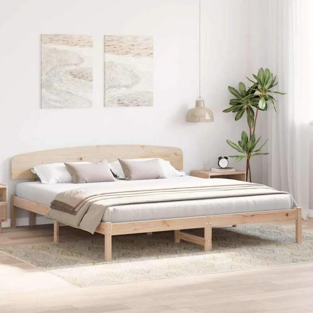 Bedframe met hoofdeinde 200 x 200 cm Massief grenenhout>vidaXL Best