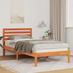Bedden & Accessoires*vidaXL Bedframe met hoofdeinde 80 x 200 cm Massief grenenhout Wasbruin