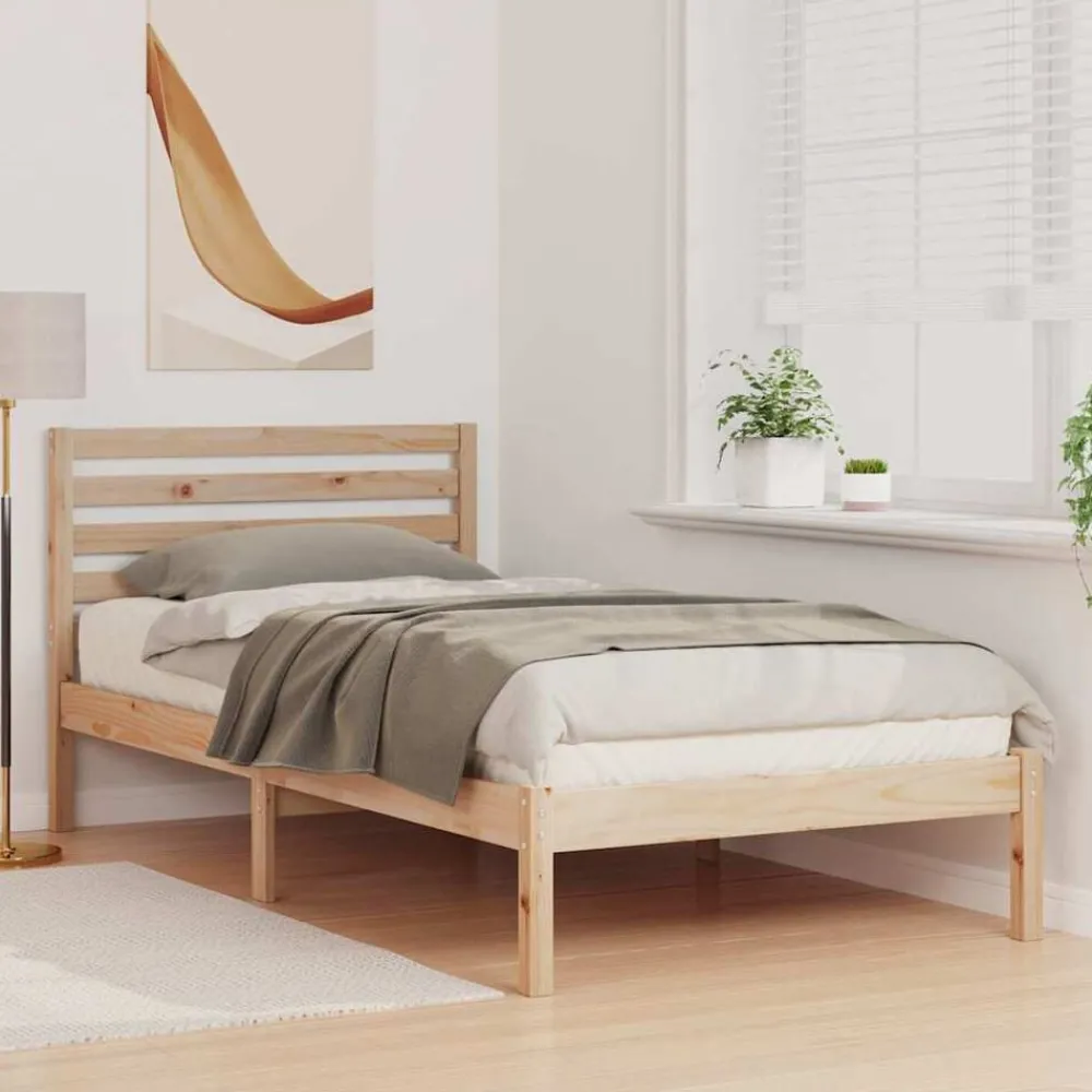 Bedframe met hoofdeinde Bruin 80 x 200 cm Massief grenenhout>vidaXL Best