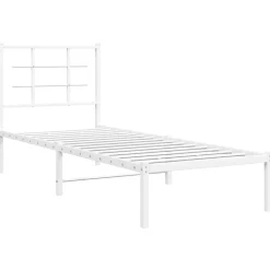Bedden & Accessoires*vidaXL Bedframe met hoofdbord zonder matras metaal 75x190 cm Wit
