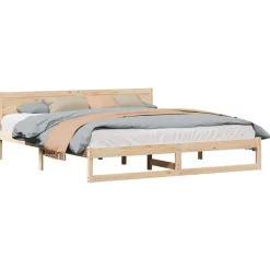 Bedden & Accessoires*vidaXL Bedframe met hoofdeinde 200 x 200 cm Massief grenenhout Naturel
