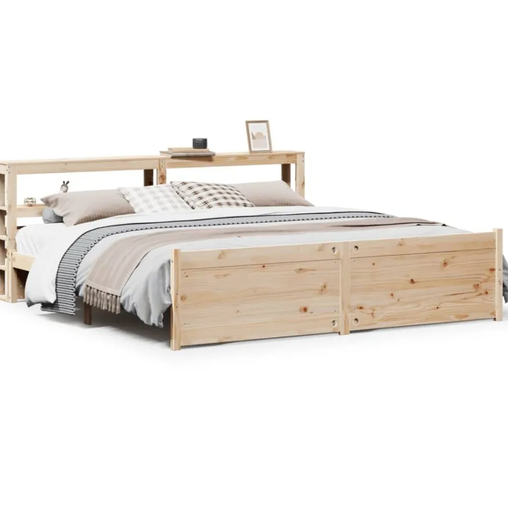 Bedframe met hoofdbord massief grenenhout 200x200 cm>vidaXL Hot