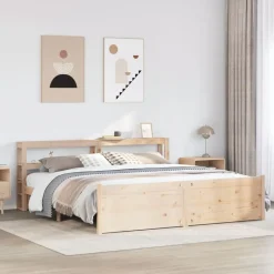 Bedframe met hoofdbord massief grenenhout 200x200 cm>vidaXL Hot