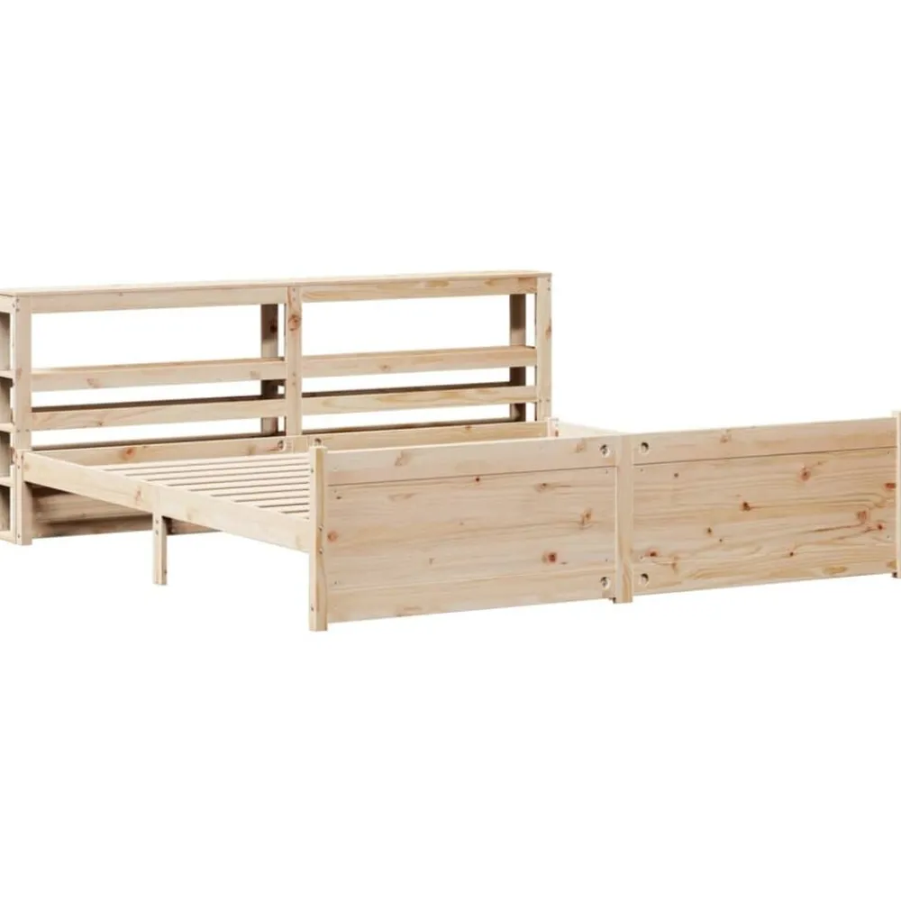 Bedframe met hoofdbord massief grenenhout 200x200 cm>vidaXL Hot