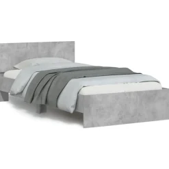 Bedden & Accessoires*vidaXL Bedframe met hoofdeinde bewerkt hout 100x200 cm Betongrijs