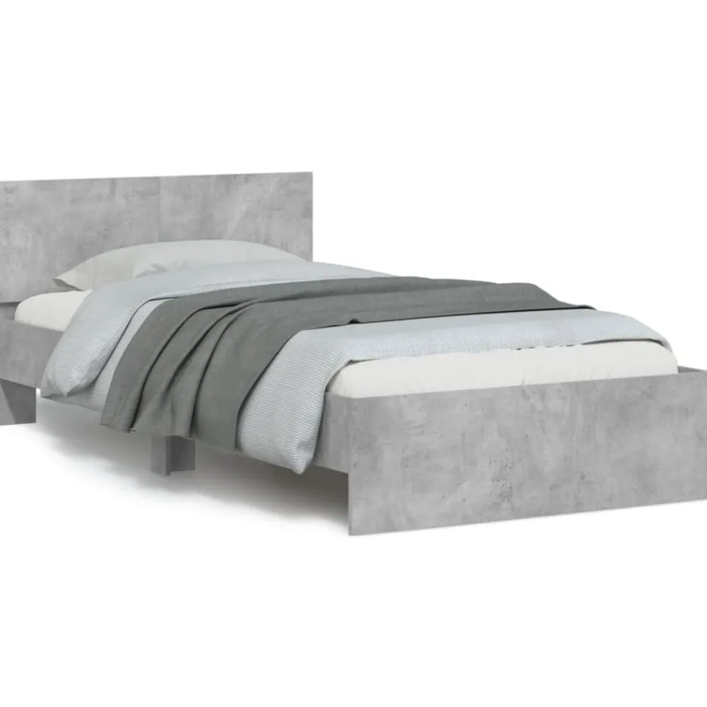 Bedden & Accessoires*vidaXL Bedframe met hoofdeinde bewerkt hout 100x200 cm Betongrijs