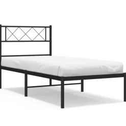 Bedden & Accessoires*vidaXL Bedframe met hoofdbord metaal 75x190 cm Zwart