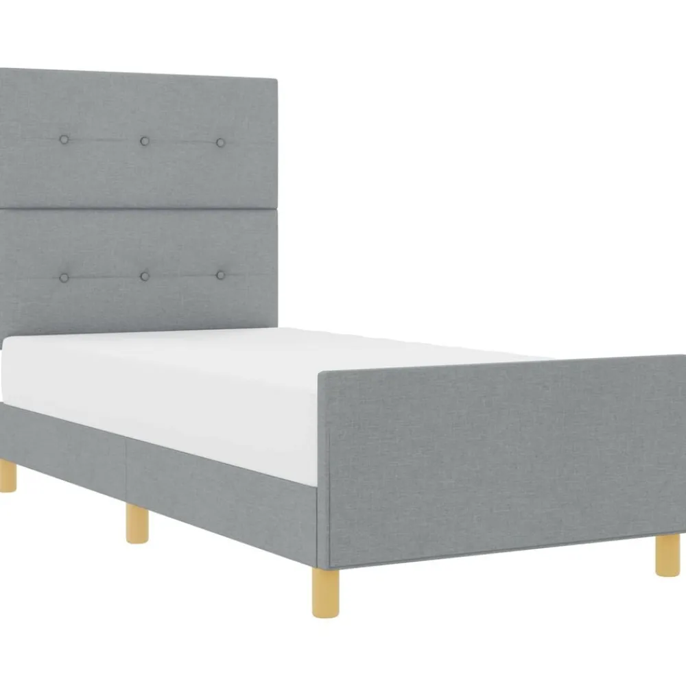 Bedden & Accessoires*vidaXL Bedframe met hoofdeinde 80 x 200 cm Stof Lichtgrijs