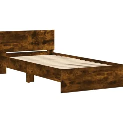 Bedframe met hoofdeinde bewerkt hout 100x200 cm><noscript><img width=