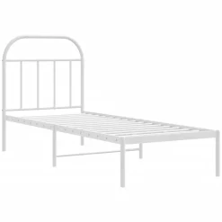 Bedden & Accessoires*vidaXL Bedframe met hoofdbord zonder matras metaal 75x190 cm Wit
