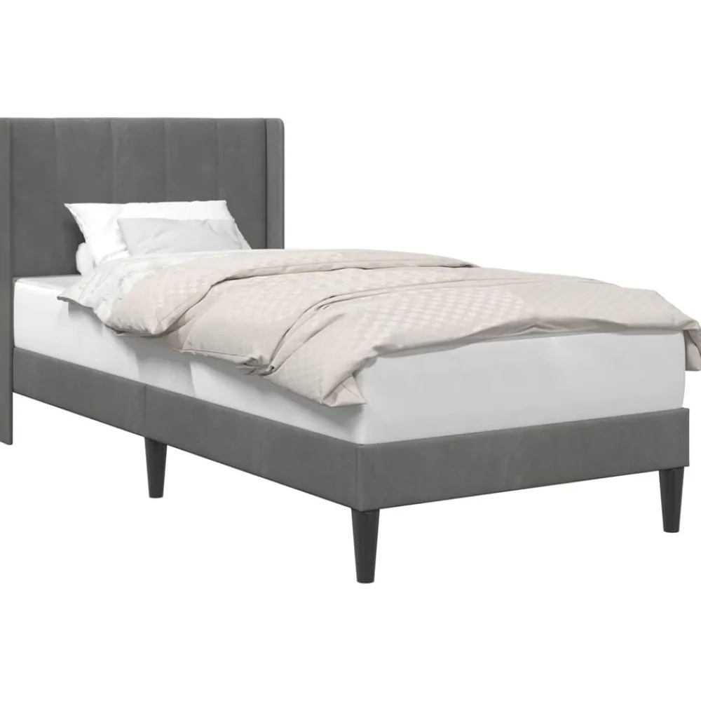 Bedden & Accessoires*vidaXL Bedframe met hoofdeinde 80 x 200 cm Fluweel Donkergrijs