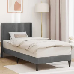 Bedden & Accessoires*vidaXL Bedframe met hoofdeinde 80 x 200 cm Fluweel Donkergrijs