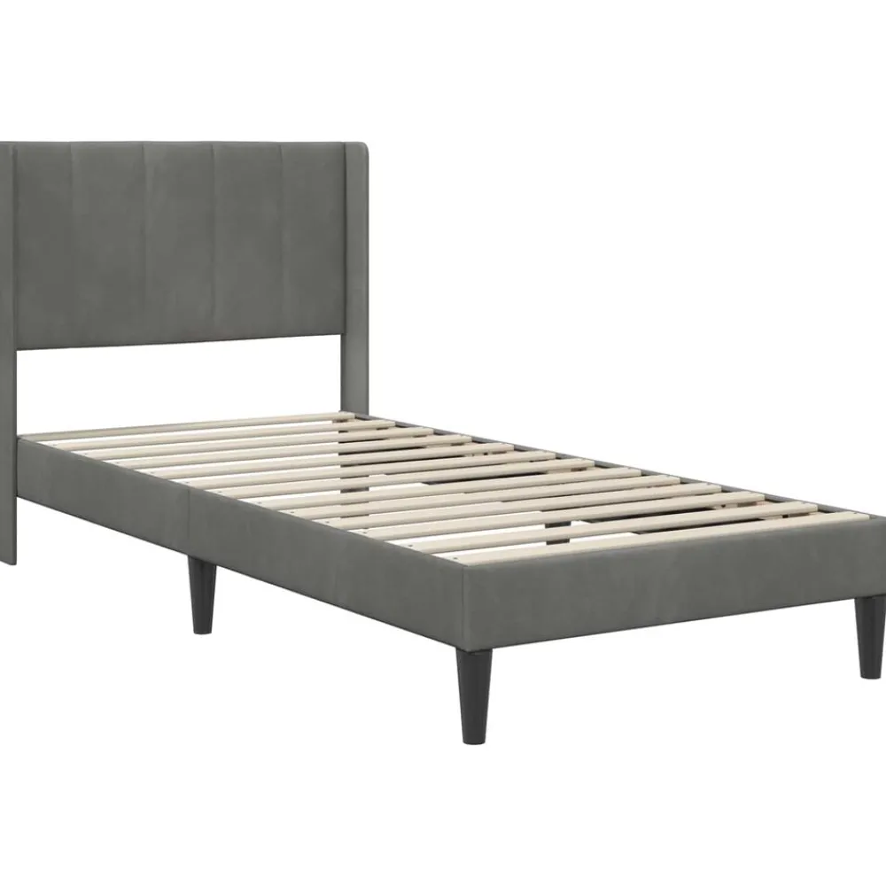 Bedden & Accessoires*vidaXL Bedframe met hoofdeinde 80 x 200 cm Fluweel Donkergrijs