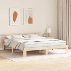 Bedframe met hoofdeinde 200 x 200 cm Massief grenenhout><noscript><img width=