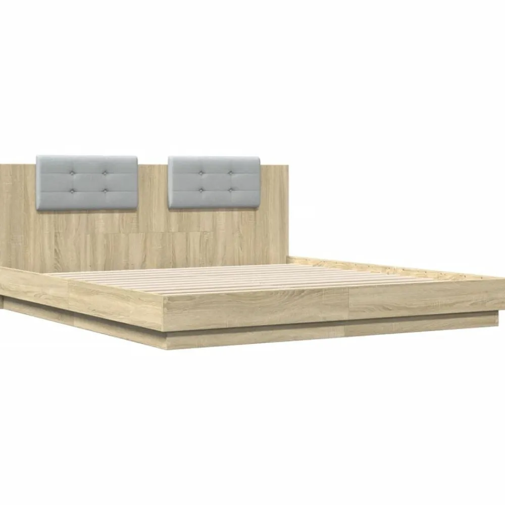 Bedframe met hoofdeinde bewerkt hout 200x200 cm>vidaXL Sale