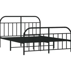 Bedden & Accessoires*vidaXL Bedframe met hoofd- en voeteneinde metaal 140x200 cm Zwart