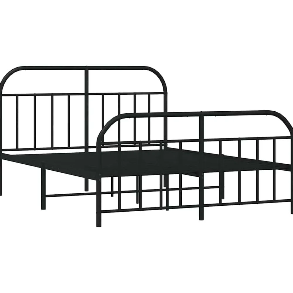 Bedden & Accessoires*vidaXL Bedframe met hoofd- en voeteneinde metaal 140x200 cm Zwart
