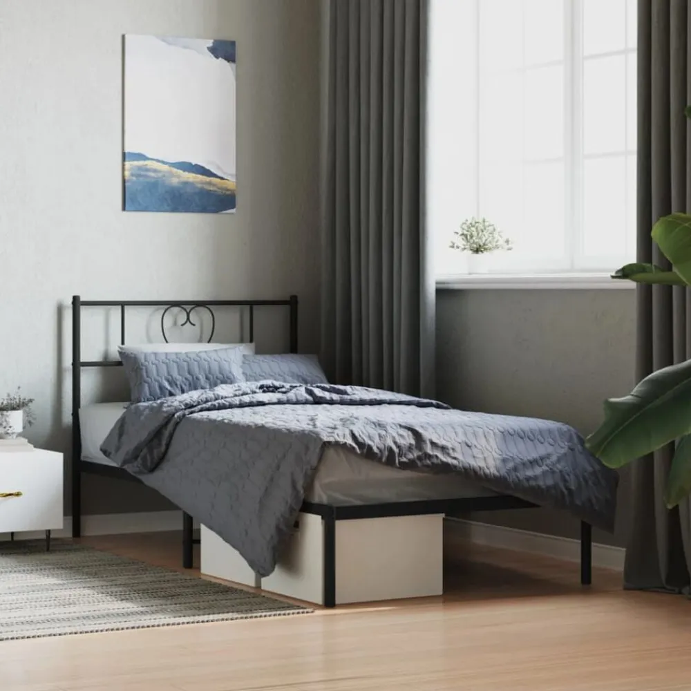 Bedframe met hoofdbord metaal 75x190 cm>vidaXL Best