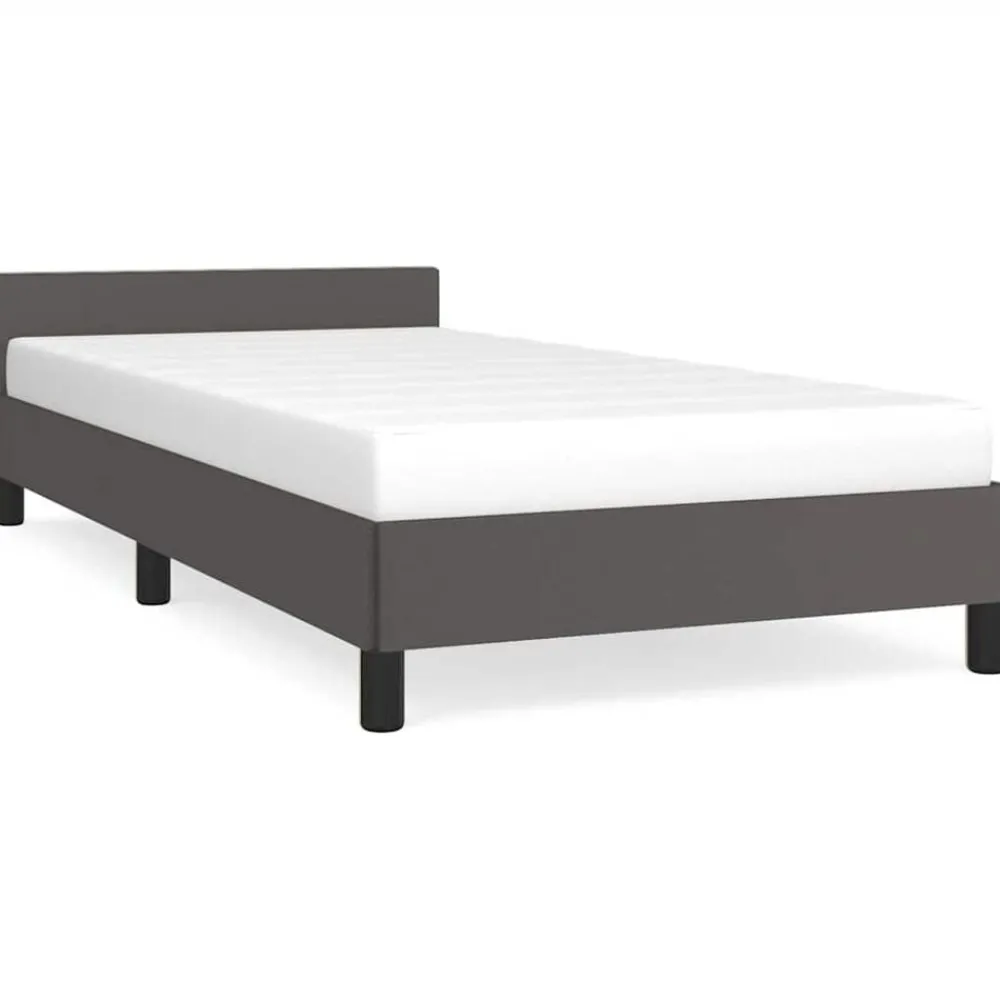 Bedden & Accessoires*vidaXL Bedframe met hoofdeinde zonder matras 80x200 cm Grijs