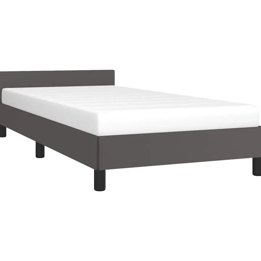 Bedden & Accessoires*vidaXL Bedframe met hoofdeinde zonder matras 80x200 cm Grijs