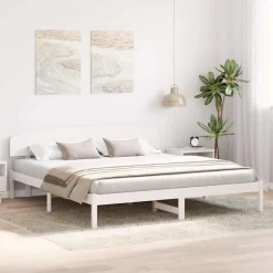 Bedframe met hoofdeinde 200 x 200 cm Massief grenenhout><noscript><img width=
