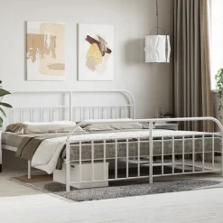 Bedden & Accessoires*vidaXL Bedframe met hoofd- en voeteneinde metaal 200x200 cm Wit